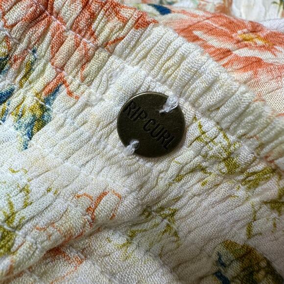 Rip Curl NWT Sol Seeker Maxi Dress Floral White Size L Smocked Hawaiian Tropical - Picture 7 of 12